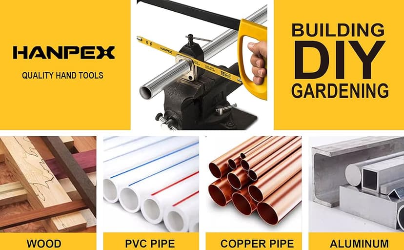 12in. High-Tension Hacksaw Frame with 24 TPI Bi-metal Blade, Hand Saw Suitable for Metal, wood, PVC, Carpentry