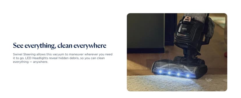 Bissell SurfaceSense Allergen Lift-Off Pet Upright Vacuum, with Tangle-Free Multi-Surface Brush Roll, LED Headlights, & Lift-Off Technology