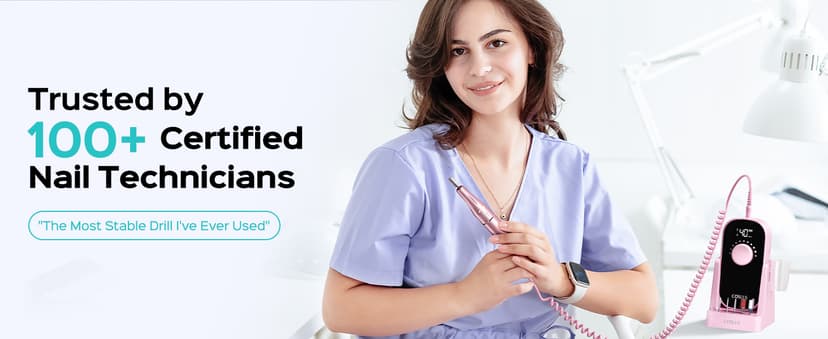 COSLUS Professional Rechargeable Electric Nail Drill 40000 RPM, Portable Nail File with Storage Stand for Acrylic Gel Polishing Removing - Easy to Use for Women, Manicure at Home DIY or Salon, Pink