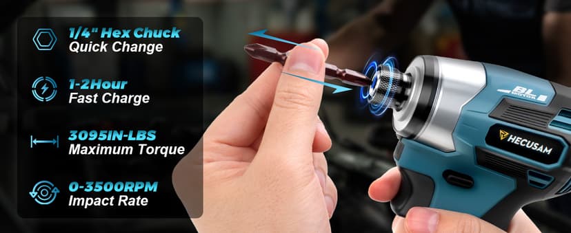 Impact Driver Kit,21V Max Torque 3095 In-lbs(350 N.m) Cordless Impact Driver Set with Two 2.0 Ah Battery, 1/4" Hex Chuck Power Impact Drill, 0-4000 RPM Variable Speed,10Pcs Bits,Toolboxes