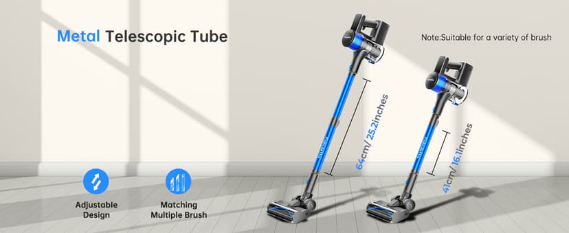 FABULETTA Cordless Vacuum Cleaner, Lightweight Vacuum Cleaners for Home with 500W Brushless Motor, Rechargeable Stick Vacuum Up to 55 Mins Runtime, Great for Pet Hair, Carpet, Hard Floor, Deep Blue