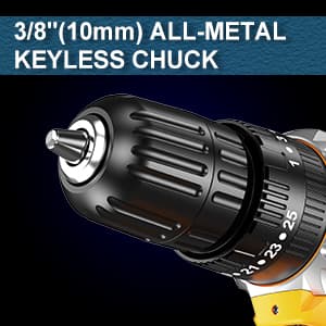 Power Drill, 21V Cordless Drill with 2 Batteries and Charger, 25+3 Position Power Drill Cordless, 398 In-lb Torque Electric Drill Set, Built in 3/8” Keyless Chuck Power Screwdriver with 56PCS Bits