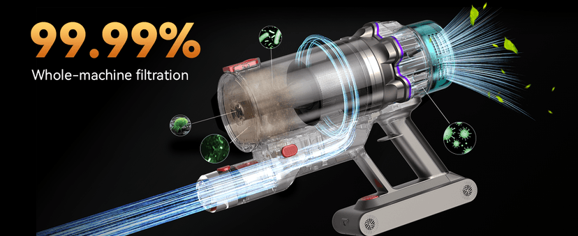 Cordless Vacuum Cleaner, 48KPA 550W 65Mins Self-Standing Vacuum Cleaners for Home, Cordless Stick Vacuum with Oversized Dust Cup, Rechargeable Vacuum for Hardwood Floor, Carpet, Pet Hair