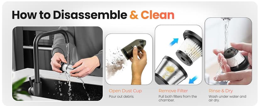 Hedgehog TurboVAC 3 in 1 Portable Car Vacuum Cleaner, Blower & Air Pump - Hand Held Vacuum Cleaner for Car with USB C Rechargeable, 14000PA Powerful Suction, Lightweight Dust Buster for Home & Outdoor