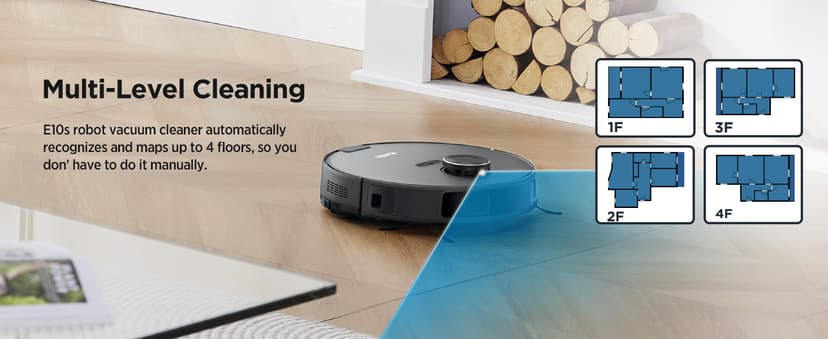 Eureka Robot Vacuum with Bagless Self Emptying Station, 2 in 1 Robotic Vacuum and Mop Combo, 60-Day Capacity, 4000Pa Suction, Auto Lifting Mop, LiDAR Navigation,NER E10s