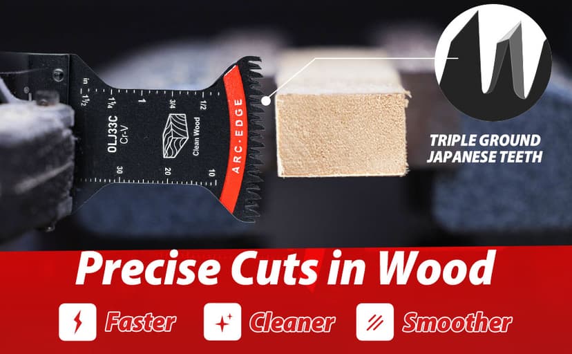 EZARC Japanese Tooth Oscillating Saw Blade, 5 PCS Arc Edge Oscillating Multitool Blades Clean Cut for Wood, Plastic