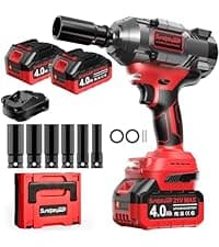 Cordless Impact Wrench 1600Ft-lbs - 2100N·m High Torque Impact Gun with 2 * 4.0Ah Battery - 3/4 Inch Brushless Impact Driver with 3/4" to 1/2" Adapter & 5 Sockets & Case for Car Truck Home