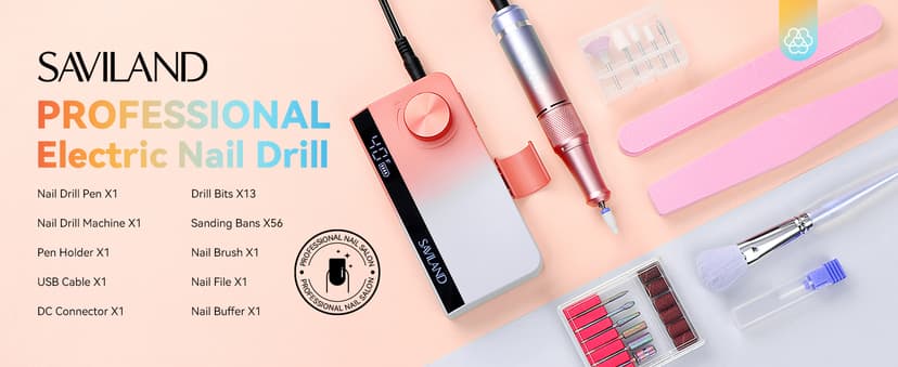 SAVILAND Electric Nail Drill Professional: 40000RPM Upgrad Nail Drill Kit 2025 Beautiful Gradient Sunset Color Scheme Nail D rill Machine Portable Nail File & Buffers Salon Use Manicure Pedicure