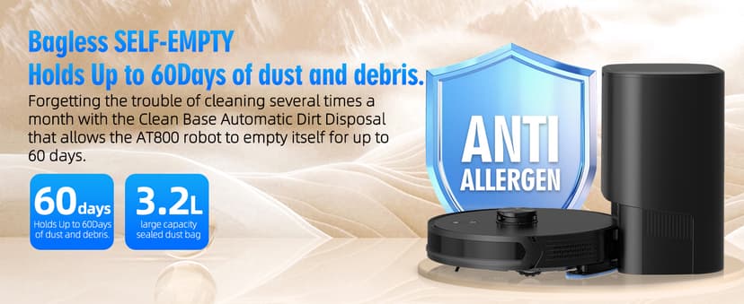 3-in-1 Robot Vacuum and Mop Combo, Self Emptying Station for 60 Days, Robotic Vacuum Cleaner with LiDAR Navigation & Max Strong 5000Pa Suction, 2.4G WiFi/Alexa/App Control, Self-Charging Base