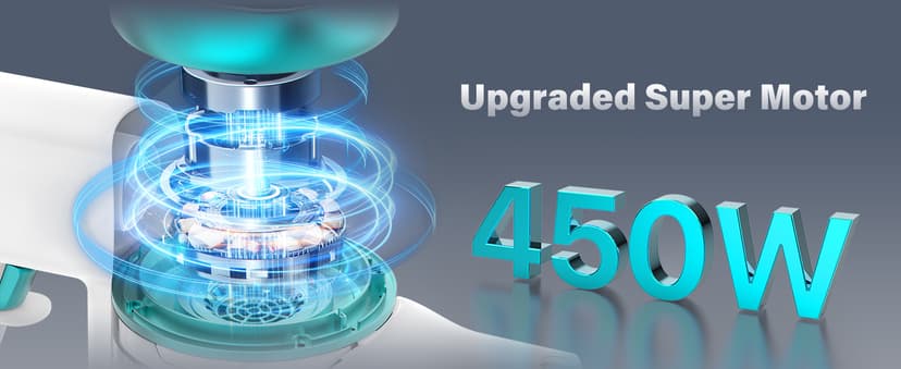 Tikom V500 Cordless Vacuum Cleaner for Home, 40000Pa/450W Stick Vacuum with LED Touch Screen, Charging Wall Dock, Anti-Tangle, Lightweight Handheld Vacuum for Pet Hair, Hard Floor, Carpet, Blue