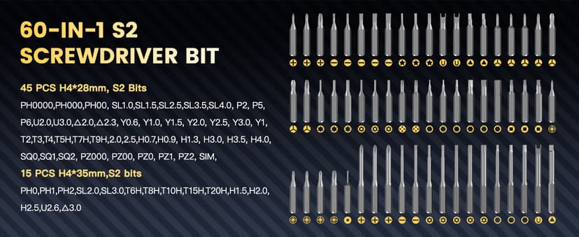 Electric Screwdriver Set, UF-TOOLS Rechargeable Cordless Screwdriver Kit, Precision Repair Tool Kit with Bits, LED Lights, Charging Cable, Carrying Case, for Watches, Phones, Glasses