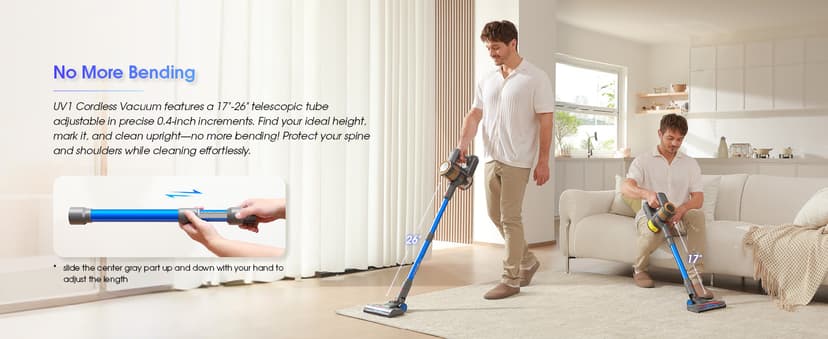UNINELL HOME Cordless Vacuum Cleaner,45000Pa/450W Vacuum Cleaners for Home with 60Mins Runtime,Lightweight Anti-Tangle Stick Vacuum,Wall-Mount Charging,Vacuum Cordless with Attachments for Pet Hair
