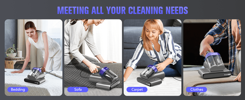 Mattress Vacuum Cleaner,Bed Vacuum Cleaner with UV-C Light,16Kpa,140°F Heat,Ultrasonic,Anion,Handheld Vacuums for Bed,Sofa,Couch,Crib(Corded, Purple)