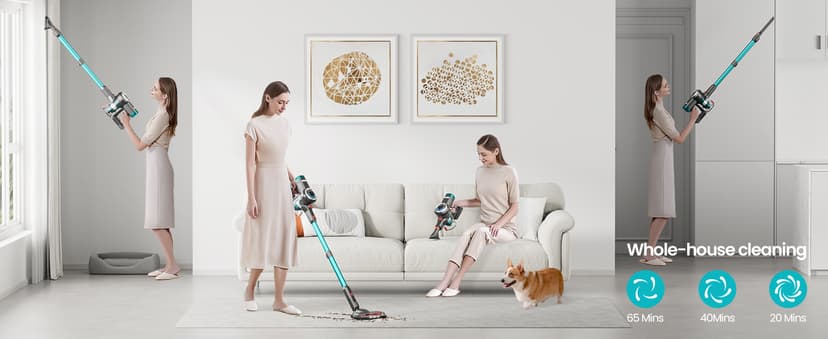 Cordless Vacuum Cleaner, 550W/45Kpa/65Mins Vacuum Cleaners for Home, Self-Standing Stick Vacuum with LED Display, Rechargeable Cordless Vacuum, Lightweight for Carpet, Pet Hair, Hardwood Floor