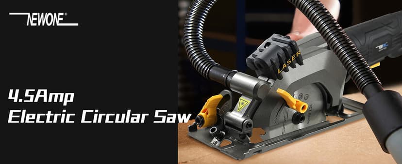 Mini Circular Saw,NEWONE 4.5Amp Electric Circular Saw with 6 Saw Blades,3500RPM,Max Cutting Depth 1-11/16"(90°), 1-1/8"(45°),Circular Saw With Laser for Wood, Soft Metal, Tile and Plastic Cuts