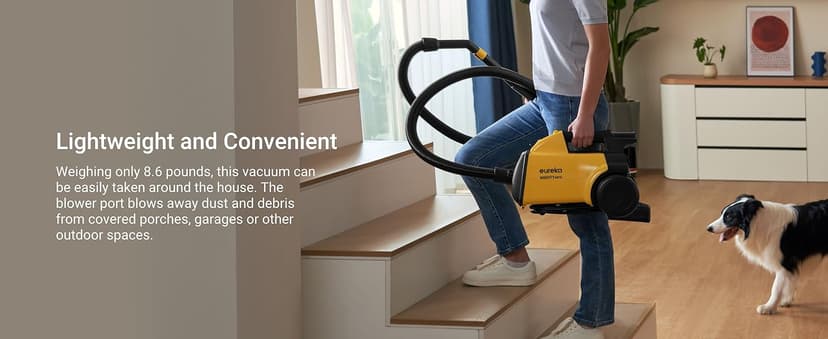 Eureka 3670M Canister Cleaner, Lightweight Powerful Vacuum for Carpets and Hard floors, w/ 5bags,Yellow