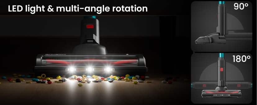 Cordless Vacuum Cleaner, 550W/45KPa Cordless Vacuum, 65 Mins Run Time, Self-Supporting Design,Stick Vacuum with OLED Display and Anti-Tangle Brush for Home, Carpets, Hard Floors and Pet Hair