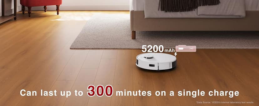 Yeedi C12 Robot Vacuum Cleaner and Mop, 8000Pa Strong Suction, ZeroTangle Brush, Smart Navigation, Self-Charging, White