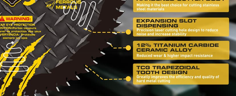 12BLADEST Blade for Cutting Mild Steel with 1" Arbor, for Circular and Chop Saws, No Heat, No Burrs & Virtually No Sparks, Carbide-Tipped TCT Blade for Cold Metal Cutting,12-Inch x 60-Tooth