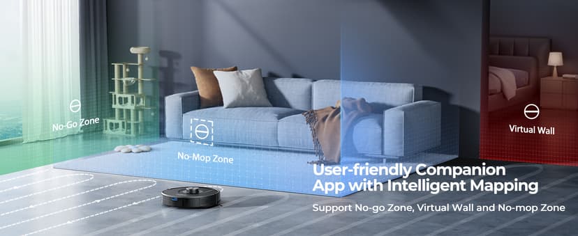 Robot Vacuum and Mop Combo, 5000Pa Robot Vacuum Cleaner with LIDAR Navigation, 3 in 1 Robot Vacuum Mop with Auto Carpet Boost, Self Charging, App/Voice Control, Ideal for Pet Hair,5 Maps