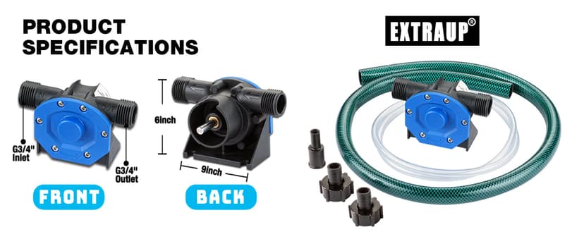 Portable Self Priming Mini Hand Drill Water Transfer Pump Kit with Suction and Discharge Hose for Water Oil Fluid Transfer