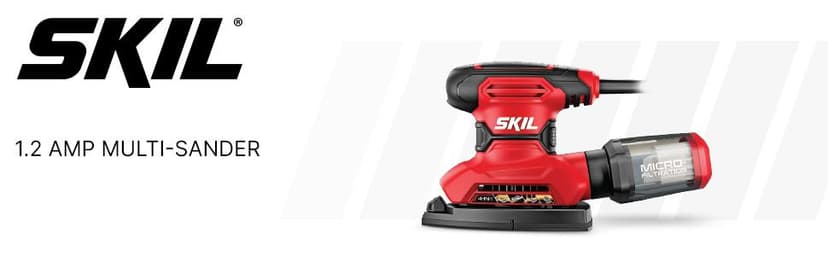 SKIL Corded Multi-Function Detail Sander with Micro-Filter Dust Box 3 Additional Attachments & 12pc Sanding Sheet- SR232301