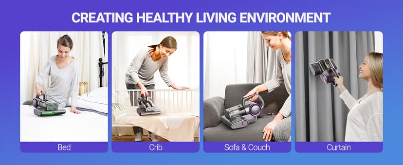 FEPPO Mattress Vacuum Cleaner, 16Kpa Bed Vacuum Cleaner with 253.7nm UV-C Light, 140°F Heat, HEPA Filter & Ultrasonic, Versatile Handheld Vacuums for Bed, Sofa, Couch, Crib(Corded, 500W)