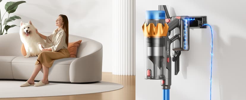 Cordless Vacuum Cleaner, 550W 45KPA 70mins Vacuum Cleaners for Home, Self-standing Stick Vacuum with Aromatherapy, Anti-Tangle Brush, Wall Mount Charging Vacuum for Hardwood Floor/Carpet/Pet Hair