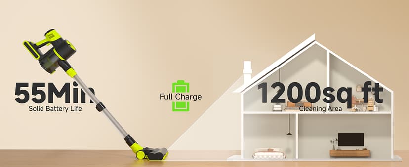 UNINELL HOME Cordless Vacuum Cleaner, 45Kpa 55 Mins Vacuum Cleaners for Home, Vacuum Cleaner Self-Standing, Anti-Tangle Stick Vacuum, Lightweight, Wall Mount Charging Vacuum for Pet Hair,Carpet,Floor