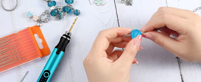 3-Speed Cordless Mini Drill Pen, Rechargeable DIY Electric Hand Drill with 10 Small Drill Bits, Micro Drill Set for Jewelry Making Stone Plastic Resin Keychains