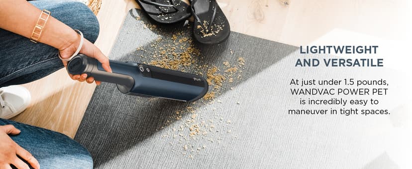 Shark WV410BL WANDVAC Cordless Hand Vacuum, Ultra-Lightweight & Portable with Powerful Suction & Tools for Pets, Designed for Car & Home, Dark Blue