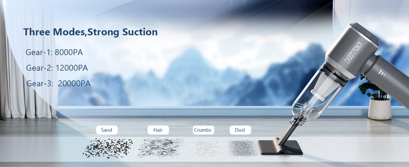 Mini Vacuum Cordless, Portable Vacuum Cordless for Car, 4-in-1 20000PA High Power Portable Rechargeable Vacuum Cleaner with Brushless Motor, Small Handheld Vacuum & Air Blower & Pump-Grey