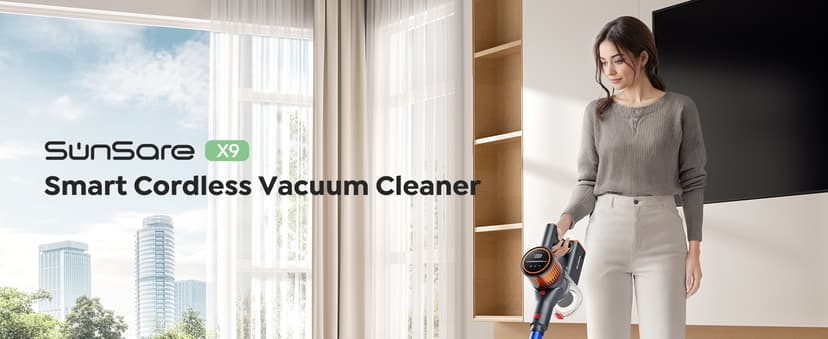 Cordless Vacuum Cleaner, 45Kpa 550W 60Mins Vacuum Cleaners for Home, Stick Vacuum Cordless Rechargeable, Wall Mount Charging, Self-Standing, Household Vacuum for Pet Hair/Carpet/Hardwood Floor(X9)