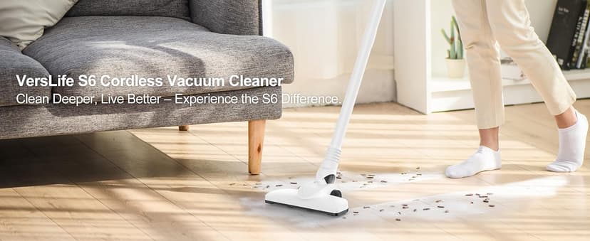 S6 Cordless Vacuum Cleaner for Home, 30KPa Stick Vacuum with 6 * 2000mAh Detachable Battery, up to 40 Mins Runtime, 6 in 1 Rechargeable Lightweight Vacuum for Hard Floor, Carpet and Pet Hair