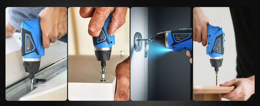 8V Cordless Screwdriver,6+1 Torque Max 10N·m Electric Power Screwdriver with 47 Accessories,180°Pivoting Handle, 2000mAh Rechargeable Screw Gun&Bit Set with LED Light, Flexible Shaft,for Home,Office