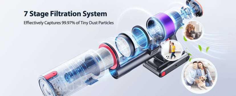 Cordless Vacuum Cleaner, 450W/40KPA 55 Mins Stick Vacuum Cleaner with LED Touch Display, Lightweight Handheld Vacuum Cleaners for Home, Carpet, Pet Hair and Hardwood Floors