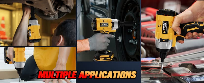 Cordless Impact Wrench - 590Ft-lbs (800N.m) Brushless 1/2 inch, 3300RPM High Torque Impact Gun, 2x 4.0Ah Battery, Charger & 7 Sockets, Electric Impact Wrench for Car Home