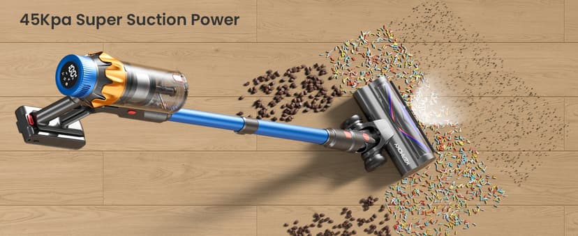 Cordless Vacuum Cleaner, 550W 45KPA 70mins Vacuum Cleaners for Home, Self-standing Stick Vacuum with Aromatherapy, Anti-Tangle Brush, Wall Mount Charging Vacuum for Hardwood Floor/Carpet/Pet Hair