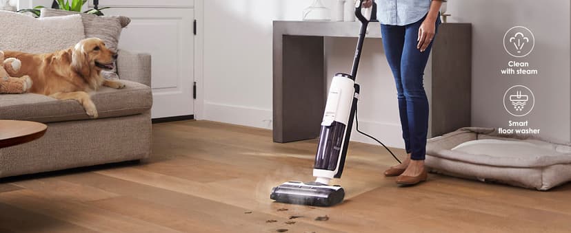 Tineco Floor ONE S5 Steam Corded Wet Dry Vacuum All-in-one, Hardwood Floor Cleaner Great for Sticky Messes, Smart Steam Mop for Hard Floors with Digital Display and Long Run Time