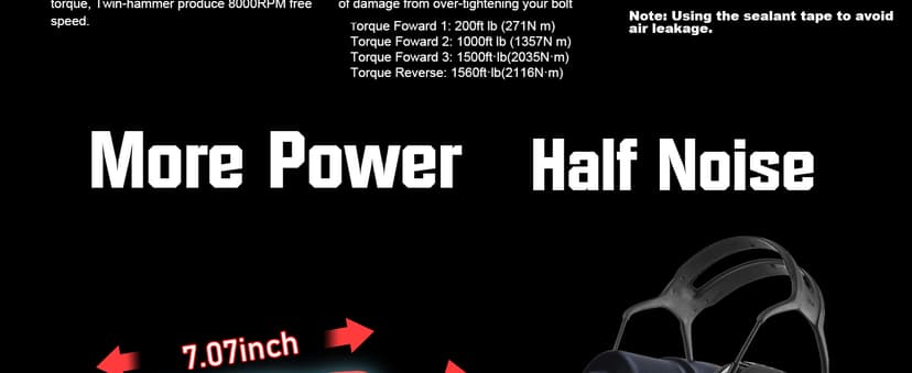 XIIW 1/2 Inch Air Impact Wrench, Max Torque 1560 ft-lbs, lightweight 4.4 lb Design, Heavy Duty 8000RPM 1/2 Air Impact Gun Driver, Twin Hammer Pneumatic Tool for Automobile Repair