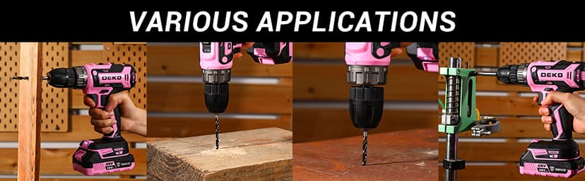 Power Drill Cordless: DEKO PRO Pink Cordless Drill 20V Electric Power Drill Set Tool for Women Drills with Battery and Charger 20 Volt Drills Driver Kit