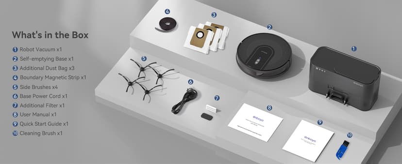 Robot Vacuum Cleaner with Self-Emptying Base – 9000Pa Suction, 85 Days of Dust Storage, Wi-Fi/App/Alexa Control – Ideal for Hard Floors, Low Carpets, and Pet Hair