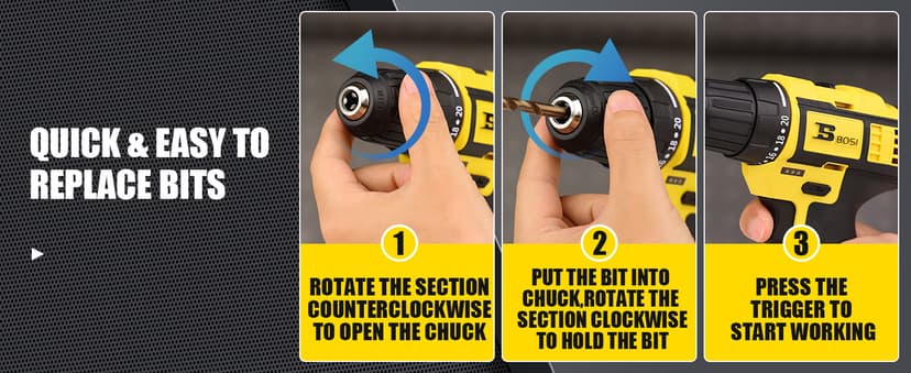 BOSI TOOLS Brushless Cordless Drill Set 16.8V Power Drill Driver Kit with 2 2000mAh Batteries and Charger 3/8-Inch Keyless Chuck 2 Speed 20+1 Position Torque Setting 27pcs Drill Screwdriver Bits