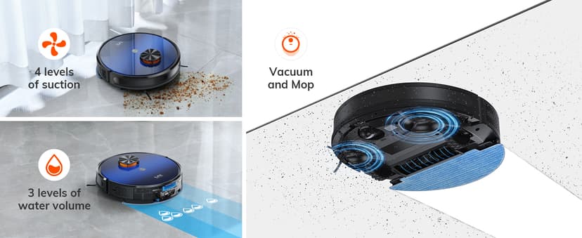 ILIFE Robot Vacuum and Mop Combo, Self Emptying for 60 Days of Cleaning, 3000Pa Suction and Lidar Navigation, Smart Mapping, Wi-Fi/App/Alexa Control, for Pet Hair Carpet Hard Floor, T10s
