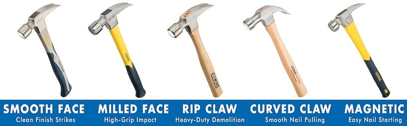 ESTWING Sure Strike Hammer - 16 oz Rip Claw Hammer with Smooth Face & Carbon Fiber Handle - SSCF16S