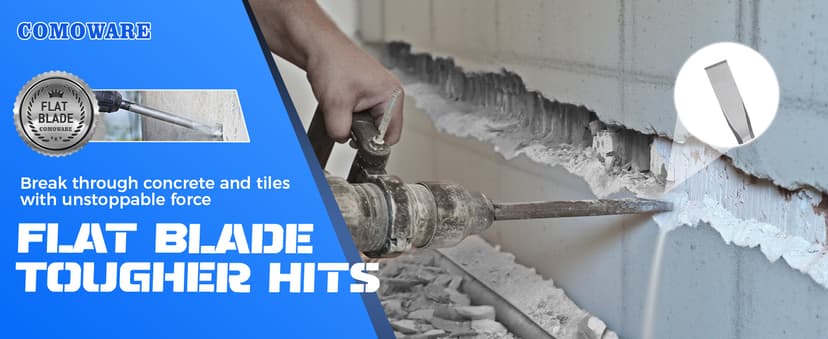 COMOWARE Rotary Hammer Drill Bits Set & Chisels- SDS Plus Concrete Masonry Hole Tool 17pcs with Storage Case