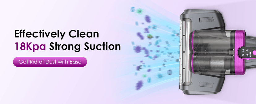 Cordless Mattress Vacuum Cleaner, Bed Vacuum Cleaner with 18Kpa Suction 253.7nm UV-C Light & 80000Rpm Rotation Ultrasonic Tech Double-Cup, Portable Handheld Vacuum for Bed/Fabric Sofa/Carpet Cleaning