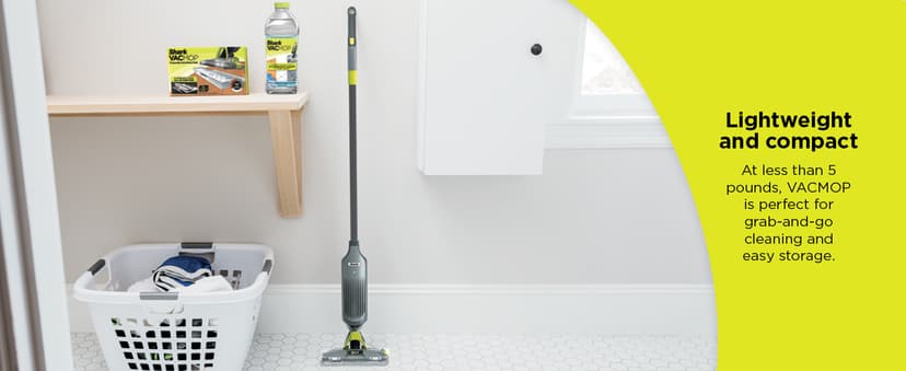 Shark VACMOP Pro Cordless Hard Floor Cleaner, Vacuum and Spray Mop, Powerful Suction, Lightweight, LED Headlights, Includes 4 Disposable Pads, 12oz Multi-surface Cleaning Solution, Gray, VM252