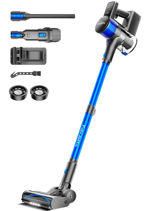 FABULETTA Cordless Vacuum Cleaner, 35Kpa Vacuum Cleaners for Home, Max 50 Mins Runtime, Self-Standing Design, 5-Layer Filtration System, Anti-Tangle Brush, LED Display, Lightweight