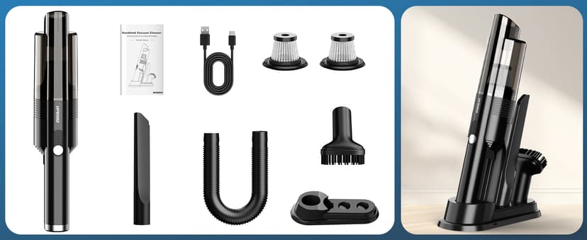 Handheld Vacuum Cordless, Portable Car Vacuum with 2-Speed, 10KPA Powerful Suction Vacuum Cleaner with Charging Dock, Lightweight 4-in-1 Mini Hand Held Vacuum for Car Home Pet Office and Pet Hair 115B